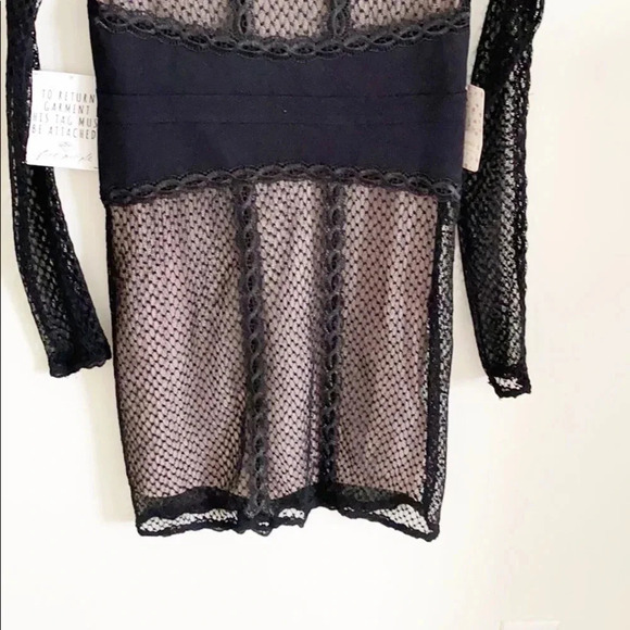 Free People Black Lace & Mesh Body-Con Dress - Picture 7 of 16